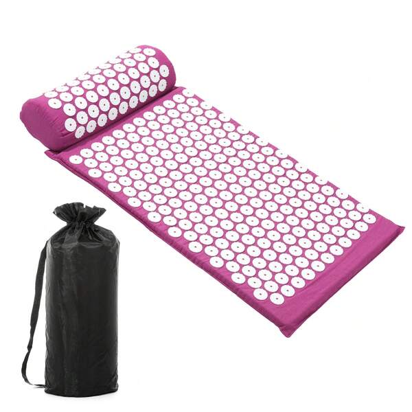 3pcs Purple Acupuncture & Moxibustion Massage Set, Yoga Acupressure Mat, Suitable For Home, Camping, Travel, Acupuncture Mat Set, Massage Acupuncture Mat, Lotus Sponge Acupuncture Mat Set