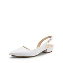 Womens Slingback Kitten Low Block Heels Pumps Closed Pointed Toe  Elegant Comfortable Dressy Pumps Wedding Casual Dress Shoes - 白色 - 查看 4