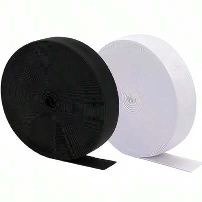 扁平细编织松紧带，适用于缝纫，2卷装，可用于缝制腰带和裤腰，适用于服装、DIY工艺品，高弹力，耐用