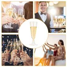 5oz Reusable Clear Plastic Champagne Flutes, Long Stem, Wedding Party Cocktail Glasses - Multiple Colors/random Styles - View 10