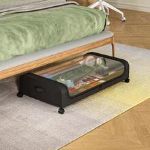 2pcs Under Bed Storage Containers: Rolling Drawers With Clear Window For Home Organization - Black - View 6