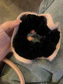 Soft -Inspired Contrast Color Fuzzy Hair Scrunchie, Fashionable Ponytail Holder Hair Elastics Hair Rubber Bands Hair Rope Elastic Hair Tie - Multicolor - View 1