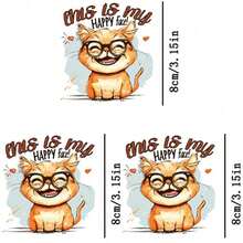 1pc/2pcs/3pcs Durable Long-Lasting Heat Transfer Stickers With Laughing Cat Design, For DIY On T-Shirts, Sweatshirts, Jeans, Hoodies, Backpacks, Jackets, Handbags, Pillows - L+S - View 5