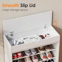 5-Tier Shoe Rack With Top Cabinet 29.5 Inches Shoe Storage Shelf Shoes Organizer For 20-25 Pairs Wooden + Metal Shees Shoe Rack For Entryway Bedroom Hallway Black - White - View 3