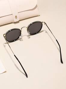 1 pieza Gafas de sol Verywork para mujer con marco redondo de cobre, estilo moderno y minimalista, adecuadas para verano, actividades al aire libre, conducir, camping, fotografía callejera, festivales de música, vacaciones y otras ocasiones, se adaptan a diversas formas de rostro - Multicolor - Ver 3