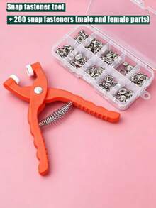 1pc Button Fastener + 200pcs Buttons, Multi-Function 5-Claw Snap Nylon No-Sew Invisible Buttons, 5-Claw Snap Button Set Includes Snap Buttons, No-Sew Buttons, Hidden Snap Buttons, 4-Part Snap Fasteners - Multi-functional Snap Button With Buttons - View 8