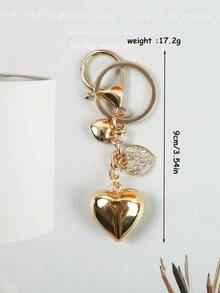 1 móc khóa hình trái tim đính đá, mặt dây chuyền hình trái tim nhỏ xinh, phụ kiện túi xách, móc chìa khóa, vòng chìa khóa xe hơi, quà tặng cho bạn trai, bạn gái, gia đình, quà tặng ngày Valentine cho mẹ, bố, quà tốt nghiệp và quà cho giáo viên. - Vàng-01 - Xem 4