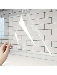 1片防水防油静电墙面保护膜 - 可移除薄膜,适用于厨房、瓷砖、家居和宿舍装饰 - 无需胶水,易于清洁,无需用电 - 非常适合炉灶和水槽区域,炉灶台面保护,厨房配件,适合派对、聚会和活动的日常装饰。 - A - 查看 9