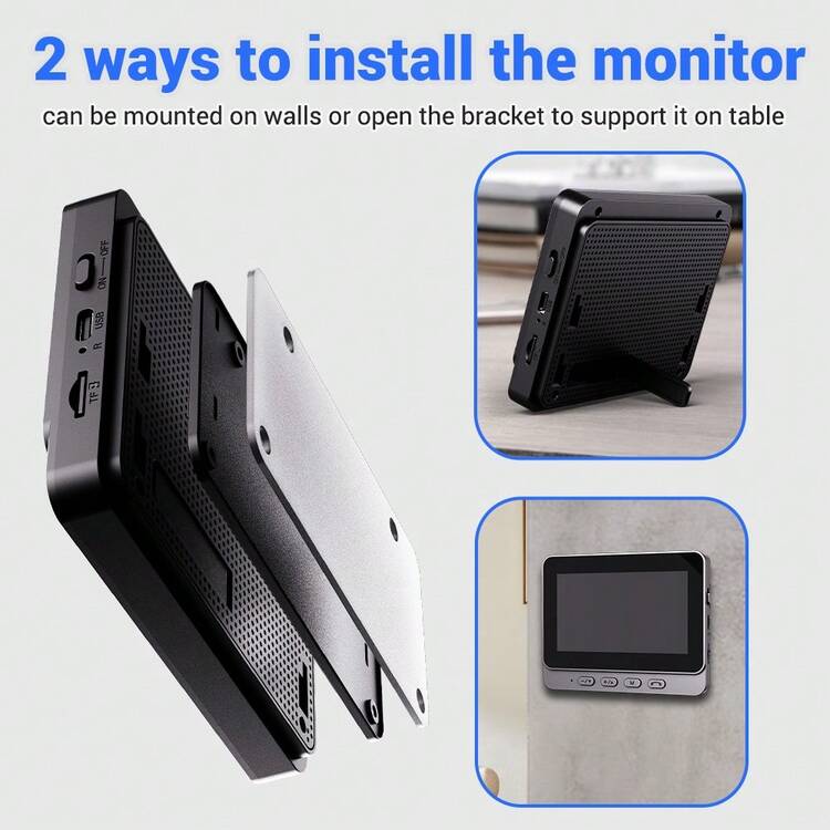Doorbell With Camera, Video Doorbell, Wireless Video Doorbell Intercom With Camera, IP66 Waterproof, 4.3 Inch Colour Screen, 120° HD Wide Angle Camera, Two-Way Audio, Night Vision, 2.4Ghz WiFi - Black - View 7