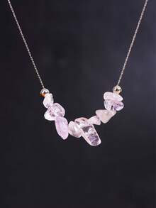 缓解焦虑的紫水晶和波西米亚风格碎石项链，有助于减轻压力，促进平静，适合日常佩戴和送礼（天然材料可能存在颜色差异和瑕疵）。 - 淡紫色 - 查看 2