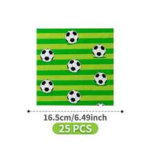 1 Set Of Green Soccer Themed Disposable Plates, Napkins And Cups, Serves 8 Guests, Suitable For Birthday, Wedding, Party, Family Picnic - Multicolor - View 10