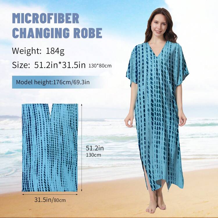 MUTAO 1pc Women's Printed Swimsuit Cover Up/Beach Dress/Casual Beachwear Bathroom Decor Surfing Accessories - Multicolor - View 3