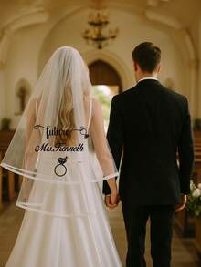 1 chiếc khăn voan cưới thiết kế riêng, khăn voan cô dâu thêu chữ, khăn voan cưới cá nhân hóa với dòng chữ, phụ kiện thêu cá nhân hóa, khăn voan cưới thêu cá nhân hóa, quà cưới, quà tặng tiệc độc thân, khăn voan viền lụa, khăn voan cô dâu kiểu nhà thờ, khăn voan viền satin, khăn voan cưới truyền thống viền ruy băng - Nhiều màu - Xem 4