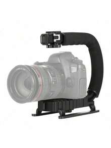 U/C Shape Portable Handheld DV Bracket Stabilizer For SLR Cameras And Home DV Camera, ABS Material, No Battery Required, Ideal For Video Recording And Broadcasting, Video Recording Equipment | U/C Shape Bracket | Durable Bracket, Video Camera - Black - View 8