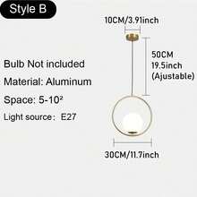 1/2pcs Modern Minimalist Luxury Gold Ring Pendant Light, White Globe Lamp Shade, Adjustable Height Ultra-Simple Pendant Lamp, E27 Lamp Base, Suitable For Home Bedroom, Cafe, Dining Room Bar, Kitchen Island, Living Room (Bulb Not Included) - Gold - View 5