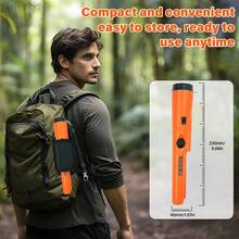 Detector de metales de mano con alta sensibilidad, diseño impermeable IP68, capacidad de detección de 360°, diseñado para la búsqueda de tesoros. Incluye indicador LED, zumbador y alarma de vibración. - Naranja - Ver 3