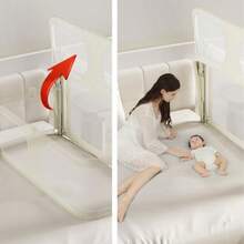 cunas para bebésSUPERTRUST 3 En 1 Cuna Colecho Barrera  Bebé Nidos Cama Bebé Que se Puede Balancear hacia Abajo Abatible para Cama Nido Fácil Instalación con Anclaje Reforzado - gris - Ver 3