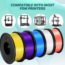 GCCSJ Pla Filament,3D Printing Filament PLA 5 Pcs 1.75mm-5 Colours Printing Filament 1.75mm Dimensional Accuracy ±0.02mm White Yellow Pink Blue Purple Filled Filament Spool Vacuum Pack 250G X 5 - White + Pink + Sky Blue + Purple + Yellow - View 5