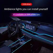 500cm/196.85in Cold Light Cable Decorative Car Interior LED Strip Ambient Lighting Car Interior Decoration Lights - A - View 3