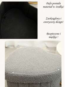 Teddy Velvet Heart-Shaped Folding Storage Box, Household Shoe Changing Stool, Storage Basket, Multi-Functional Storage Stool. - Grey - View 7