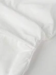 白色春季荷叶边V领长袖衬衫，腰部收紧，不对称蕾丝饰边 - 白色 - 查看 9