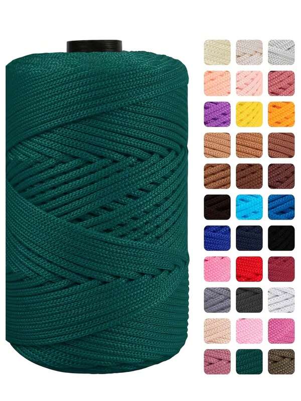 3mm X 199.98m High Quality Polyester Lace Cord - Vibrant Mixed Colors, Suitable For Crochet Bags, Hangings, Carpets And DIY Crafts