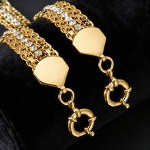 女士时尚水晶手链，适合作为情人节礼物 - 金色 - 查看 4