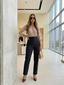 Women Pants - 黑色 - 查看 6