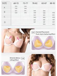 1 Pair Women Double-Sided Invisible Adhesive Bra Pads, Silicone Sticky Push-Up Chest Padding Inserts, Reusable Waterproof Thickened Bra Pads For Bikini, Swimwear & Summer Outfits - Multicolor - View 11
