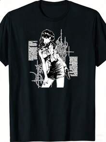 Ne-Eons Gens Misato Cyber Sigil Y2K Anime Streetwear  Round Neck, Standard Cut, Slightly Stretching Fabric, Everyday Style Print, Casual Crew Neck, Perf - 風格 - 查看 2