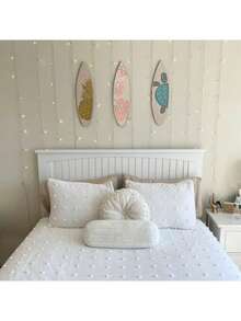 3件套海洋主题彩色镂空装饰品，热带动物和花卉图案墙饰，沙滩风格冲浪板造型轻巧装饰品，适用于家居、墙壁、门、窗户、阳台、客厅、卧室、浴室、海滩别墅、夏季派对、节日等场合。 - 白色 - 查看 8