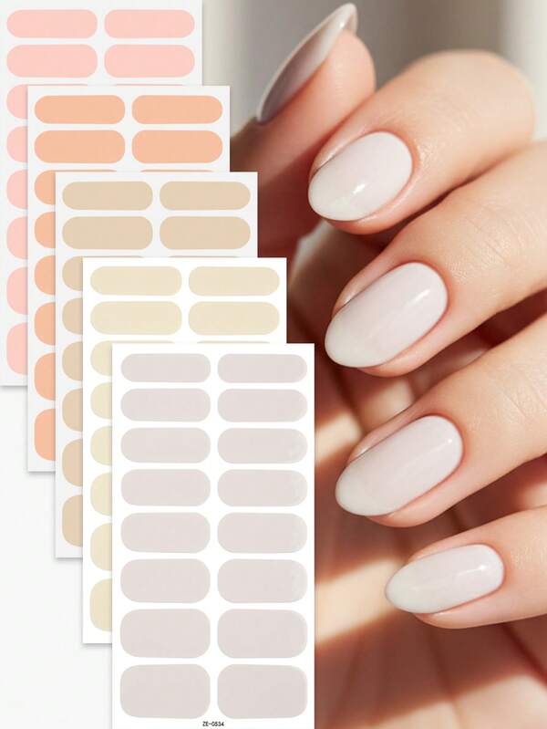 80pcs Light Brown Nail Stickers, Minimalist Solid Color Full Coverage Nail Stickers, Salon-Grade Quality, Easy To Apply, Suitable For Women's Casual DIY Manicure