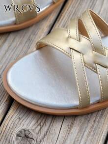 WRCVS 女士金色平底凉鞋，夏季交叉绑带平底凉鞋，性感轻便沙滩凉鞋，波西米亚风度假凉鞋 - 金色 - 查看 6