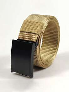 简约黑色尼龙腰带，耐用自动扣工装风格腰带 - 彩色 - 查看 9