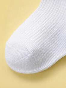 5 Pairs Baby Girls' White Elegant Lace Trim Socks, Loose Cuff, Comfortable & Breathable - White - View 7