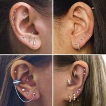 6 pares de juegos de pendientes de acero inoxidable para múltiples perforaciones, pendientes de aro pequeños y ligeros, pendientes de bola plana CZ para cartílago, hélice, lóbulo, accesorios hipoalergénicos para bikini de playa y vacaciones, accesorios para vestidos de novia, joyas versátiles perfectas para usar mientras nadas, te bañas, haces ejercicio, excelentes para regalos de San Valentín, cumpleaños, Día de la Madre y sorpresas de vacaciones. - Multicolor - Ver 9
