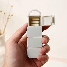 1个便携式四格药盒，长方形随身携带药品收纳盒 - 彩色 - 查看 10