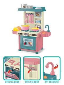 迷你厨房玩具套装，模拟烹饪炉灶操作，亲子互动益智玩具，配件随机，无需电池 - 彩色 - 查看 6