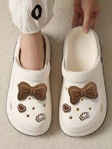 Sandale damă casual respirabile, cu fundă decorativă, papuci de plajă ușori și plate, potrivite pentru exterior/interior, disponibile în mai multe culori - Alb (funda de dragoste) - Vizualizare 3