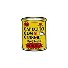 CAFECITO CON CHISME (Cà phê với những lời đồn) Huy hiệu hình lon cà phê dễ thương, ghim cài áo, ghim tráng men dành cho nữ, ghim cài trên ba lô, phụ kiện trang sức - màu đen - Xem 10