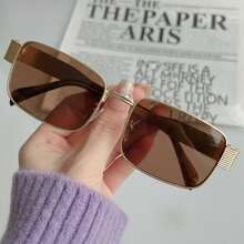 1副男女通用椭圆形/方形小框高品质个性化简约时尚眼镜，适合休闲、旅行、派对、海滩、日常佩戴 - 彩色 - 查看 1