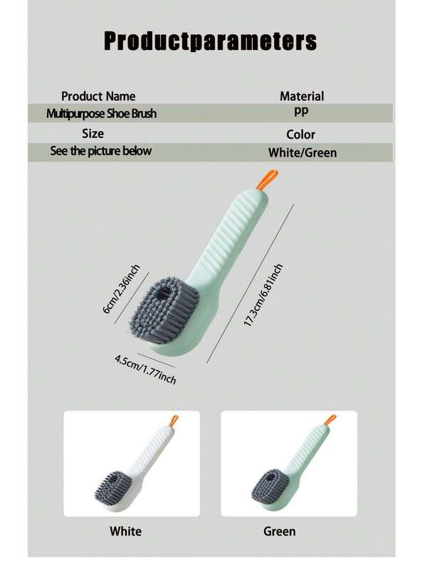 1 Peça Escova de Sapato Bicolor, Branca/Verde, Limpador de Sapatos de Cerdas Macias Multifuncional, Lavagem Profissional de Sapatos, Escova de Lavanderia Doméstica