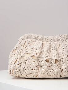 Túi xách cầm tay xếp ly hình đám mây, thích hợp cho tiệc tùng, họp mặt, hẹn hò, dạ hội (Họa tiết ngẫu nhiên) - Màu be - Xem 5