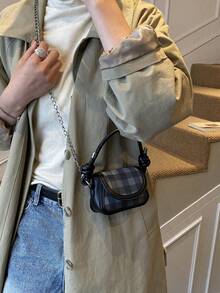 1 chiếc túi đeo vai hai màu dành cho thanh thiếu niên, cầm tay, có 6 màu để lựa chọn, phụ kiện thời trang cho các buổi đi chơi, có thể đựng tai nghe, tiền xu, son môi. - Phiên bản mini - Xem 10