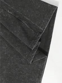 Men's Pattern Washed T-Shirt - Double Sided Printing, 100% Cotton, Short Sleeved, Summer Casual T-Shirt, Black With White Star Design, Loose Fit, Machine Washable, Daily T-Shirt | Loose Fit Shirt | 100% Cotton T-Shirt, Cotton T-Shirt - màu đen - Xem 4