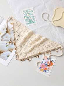 1pc Women Bandana Beige Seashell & Starfish Crochet Hollow Out Tasseled Headband, Summer Bohemian Hair Accessories, Suitable For Daily Wear, Sports, Beach, & Holiday Matching Fashion Head Wrap Casual Hair Bands, Headscarf Fall Winter For Vacation Outfits Woman - 米色 2 - 查看 6