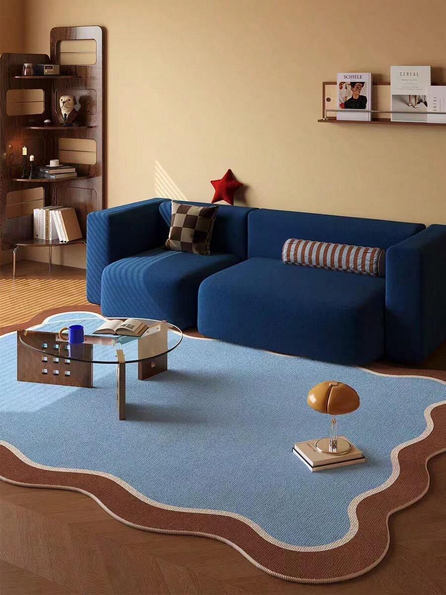 ブラウンエッジのブルーカーペット、肌に優しい寝室用カーペット、暖かく快適な家庭用カーペット、リビング用カーペット、ペット用カーペット、寝室やインテリア用カーペット、クローク用カーペット、ベッドサイドカーペット、写真撮影に適したカーペット、家族や友人へのプレゼントなどです。 - マルチカラー - チェックする 1