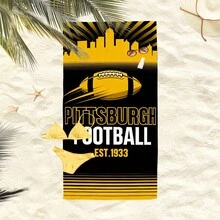 1pc Pittsburgh Football Helmet Design Beach Towel, Super Soft Microfiber Extra Large Beach Blanket, Super Absorbent Bath Towel, Suitable For Travel, Pool, Diving, Surfing, Yoga, Camping, Available In Multiple Sizes, Beach Accessories For Beach, Pool, Travel, Camping, Yoga Bathroom Decor - A - View 7