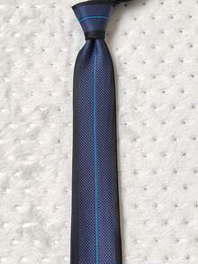 Men's Slim 3D Tie With Glitter, Slim (6cm), Casual Fabric. - Xanh đậm - Xem 2