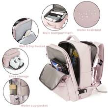 17-Inch Laptop Business Work Waterproof Backpack, Large Travel Backpack For Both Men And Women, Handbag, With Laptop Compartment, Suitable For Carry-On Luggage, Carry-On Luggage Box, Super Large Travel Backpack, Suitable For Business Trips, Travel Bag, Suitable For School, Suitable For Both Men And Women. - Bụi hồng - Xem 4